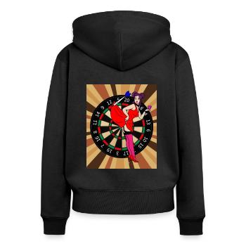 Jeu de fléchettes Joueurs avec fléchettes - Sweat à capuche zippé Premium bio Femme - noir - Dos - Julia (174cm)