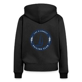 Segelboot See von Sannecy - Frauen Premium Bio Zip Hoodie - Schwarz - Hinten - Julia (174cm)