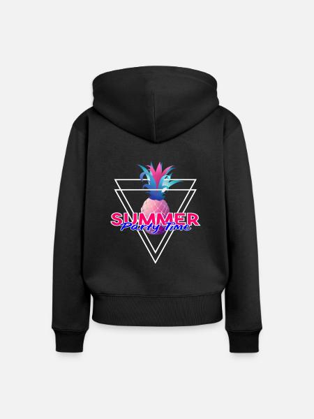Ananas Summer party Time - Frauen Premium Bio Zip Hoodie - Schwarz