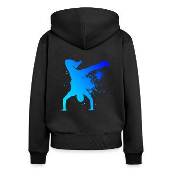 Breakdance Break Dance Femmes Bboy Homme - Sweat à capuche zippé Premium bio Femme - noir - Dos - Julia (174cm)