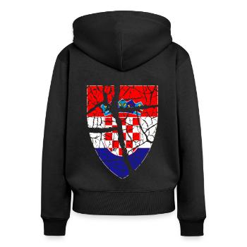 Kroatien - Frauen Premium Bio Zip Hoodie - Schwarz - Hinten - Julia (174cm)