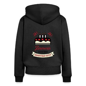Zimmerin Geburtstag Zimmermann Dachdeckerin Geb - Frauen Premium Bio Zip Hoodie - Schwarz - Hinten - Julia (174cm)