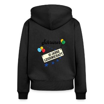Schreiner 10 Jahre Jubiläum 10. jähriges Jubi - Frauen Premium Bio Zip Hoodie - Schwarz - Hinten - Julia (174cm)