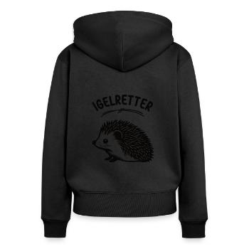 Igelretter Igelmotiv Stacheltier Stacheligel Igel - Frauen Premium Bio Zip Hoodie - Schwarz - Hinten - Julia (174cm)