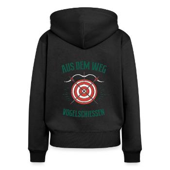 Vogelschiessen Schützenfest Bogenschießen Schütze - Frauen Premium Bio Zip Hoodie - Schwarz - Hinten - Julia (174cm)