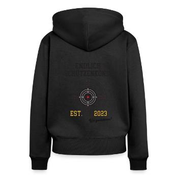 Endlich Schützenkönig Schützenfest 2023 Schütze 23 - Frauen Premium Bio Zip Hoodie - Schwarz - Hinten - Julia (174cm)