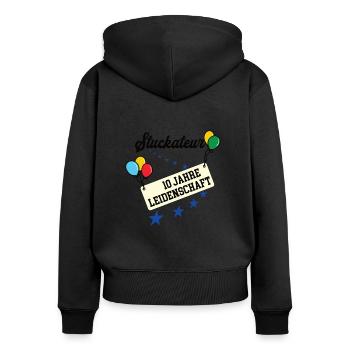 Stuckateur 10 jähriges Jubiläum 10. Jahre Jubi - Frauen Premium Bio Zip Hoodie - Schwarz - Hinten - Julia (174cm)