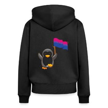 Pingouin bisexuel LGBT - Sweat à capuche zippé Premium bio Femme - noir - Dos - Julia (174cm)