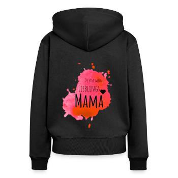 Lieblings Mama - Frauen Premium Bio Zip Hoodie - Schwarz - Hinten - Julia (174cm)