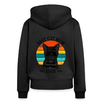 Meilleure maman de chat de tous les temps Bengal chat chats Wilsigns - Sweat à capuche zippé Premium bio Femme - noir - Dos - Julia (174cm)