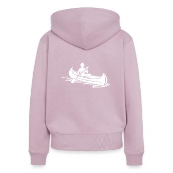 Kanufahrer Kanu Kajak Motiv - Frauen Premium Bio Zip Hoodie - Altrosa - Hinten - Julia (174cm)