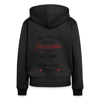 Compliqué d'être Princesse et faire de L'escalade - Sweat à capuche zippé Premium bio Femme - noir - Dos - Julia (174cm)