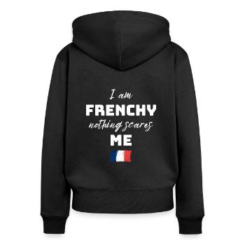 French humor nothing scares me - Women's Premium Organic Zip Hoodie - black - Back - Julia (174cm)
