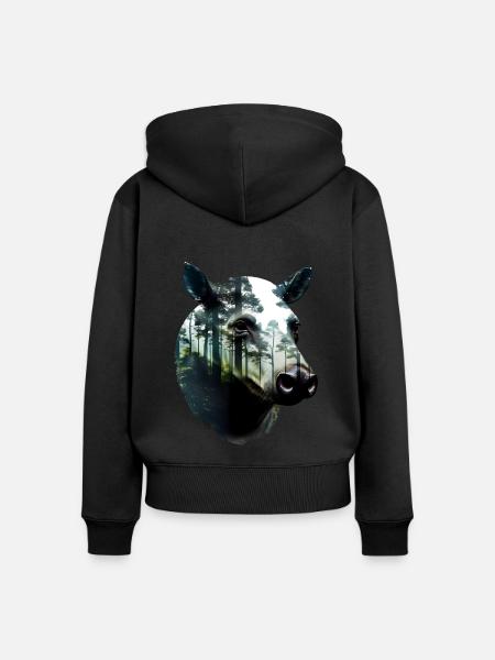 Tapir - Frauen Premium Bio Zip Hoodie - Schwarz