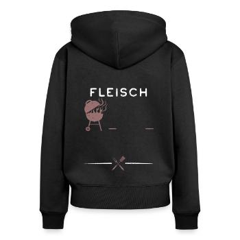 Fleisch - BBQ - Frauen Premium Bio Zip Hoodie - Schwarz - Hinten - Julia (174cm)