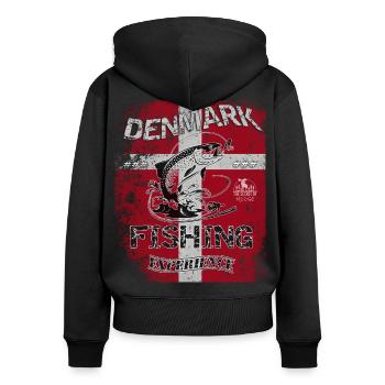 Denmark Fishing Flagge Angeln Fisch Design - Frauen Premium Bio Zip Hoodie - Schwarz - Hinten - Julia (174cm)