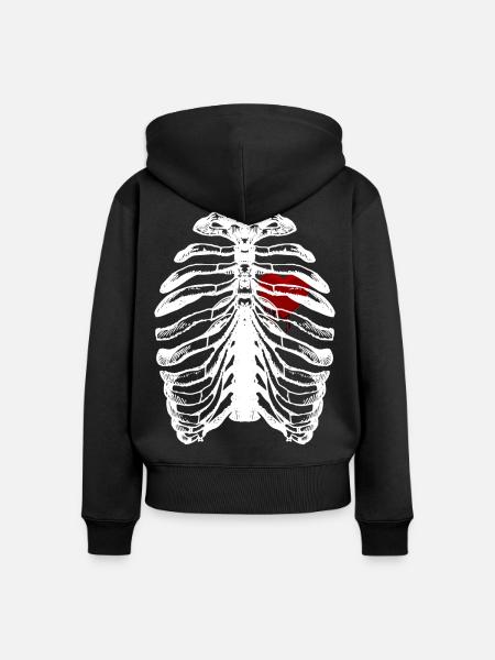 Skelett - Frauen Premium Bio Zip Hoodie - Schwarz