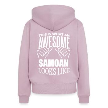 Samoa - Women's Premium Organic Zip Hoodie - dusky pink - Back - Julia (174cm)