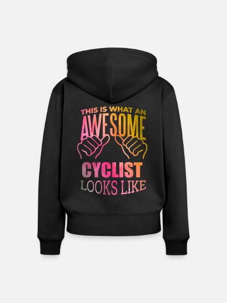 Radfahren, Radfahren, Radfahren - Frauen Premium Bio Zip Hoodie - Schwarz