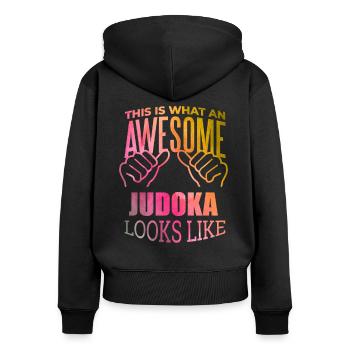 Judo - Women's Premium Organic Zip Hoodie - black - Back - Julia (174cm)