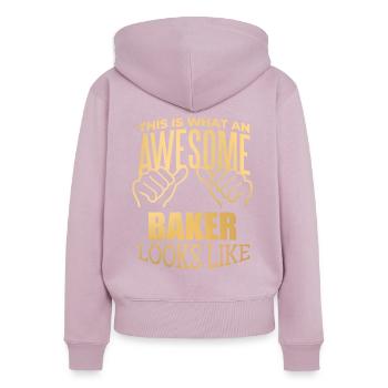 Baking - Women's Premium Organic Zip Hoodie - dusky pink - Back - Julia (174cm)