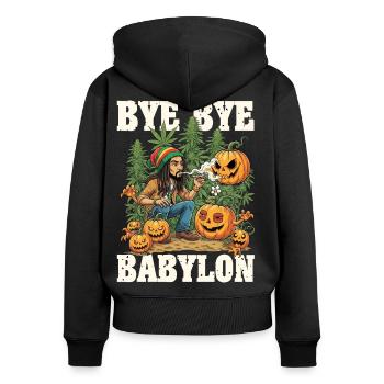 Herbe d’Halloween - Sweat à capuche zippé Premium bio Femme - noir - Dos - Julia (174cm)
