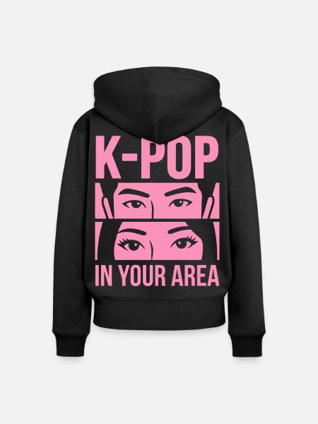K-Pop Blick Pink in Area - Frauen Premium Bio Zip Hoodie - Schwarz