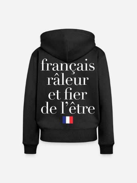 Grummeliger Humor Französisch Stolz - Frauen Premium Bio Zip Hoodie - Schwarz