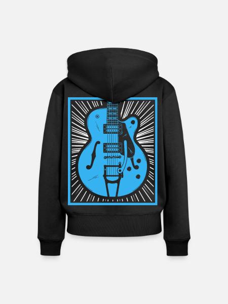 Retro-Gitarren-Silhouette - Frauen Premium Bio Zip Hoodie - Schwarz