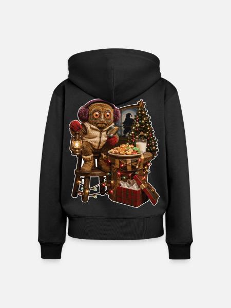 Koboldmaki in der Weihnachts-Nachtschicht - Frauen Premium Bio Zip Hoodie - Schwarz