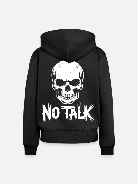 No Talk Skull Graphic - Frauen Premium Bio Zip Hoodie - Schwarz