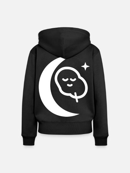 Mondbeschienener Schlafmond-Symbol - Frauen Premium Bio Zip Hoodie - Schwarz
