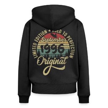 29th birthday September 1996 - 29 years old - Women's Premium Organic Zip Hoodie - black - Back - Julia (174cm)