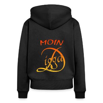 Moin Digga Hamburg - Frauen Premium Bio Zip Hoodie - Schwarz - Hinten - Julia (174cm)