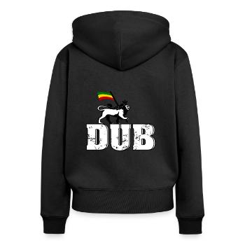 Dub Reggae Lion - Frauen Premium Bio Zip Hoodie - Schwarz - Hinten - Julia (174cm)
