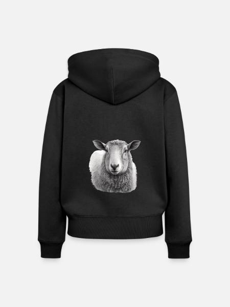 Schaf-porträt - Frauen Premium Bio Zip Hoodie - Schwarz