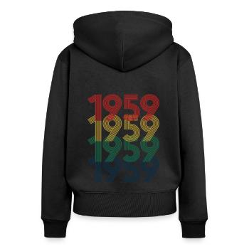 1959 65e anniversaire hommes femmes 65 ans Vintage - Sweat à capuche zippé Premium bio Femme - noir - Dos - Julia (174cm)