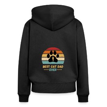 Le meilleur look rétro de Cat Dad Ever - Sweat à capuche zippé Premium bio Femme - noir - Dos - Julia (174cm)