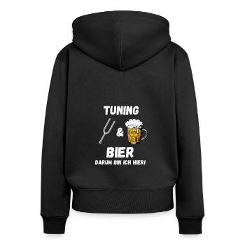 Tuning & Bière C’est pourquoi je suis ici en train de dire - Sweat à capuche zippé Premium bio Femme - noir - Dos - Julia (174cm)