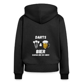 Fléchettes et bière C’est pourquoi je suis ici en train de dire - Sweat à capuche zippé Premium bio Femme - noir - Dos - Julia (174cm)