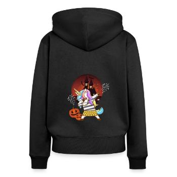Halloween Licorne Fille Enfants Cadeau - Sweat à capuche zippé Premium bio Femme - noir - Dos - Julia (174cm)