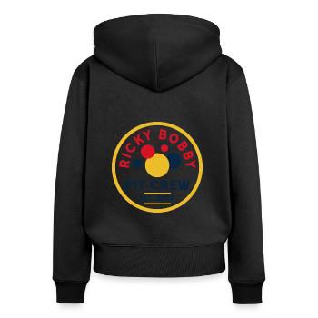Ricky Bobby Pit Crew - Frauen Premium Bio Zip Hoodie - Schwarz - Hinten - Julia (174cm)