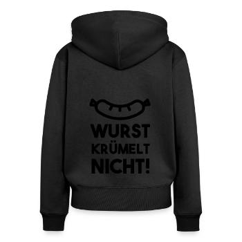 Herren Metzger Fleischer T-Shirt Lustiger Spruch - Frauen Premium Bio Zip Hoodie - Schwarz - Hinten - Julia (174cm)