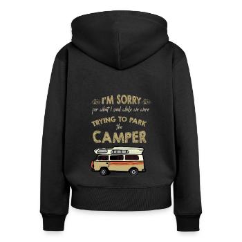 Camping Camper Outdoor Sommer Design - Frauen Premium Bio Zip Hoodie - Schwarz - Hinten - Julia (174cm)