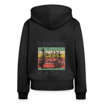 Camping Camper Outdoor Sommer Design - Frauen Premium Bio Zip Hoodie - Schwarz - Hinten - Julia (174cm)