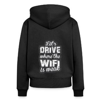 Camping Camper Outdoor Sommer Design - Frauen Premium Bio Zip Hoodie - Schwarz - Hinten - Julia (174cm)