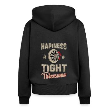 Dart & Bier Lustiger Darts Spruch - Frauen Premium Bio Zip Hoodie - Schwarz - Hinten - Julia (174cm)