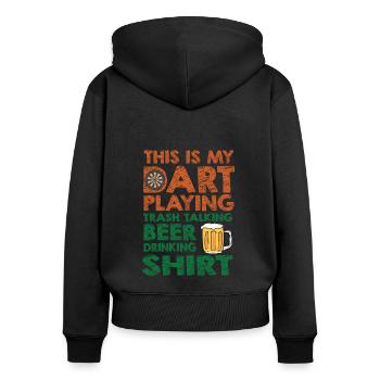 Dart & Bier Lustiger Darts Spruch - Frauen Premium Bio Zip Hoodie - Schwarz - Hinten - Julia (174cm)