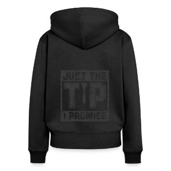 Dart & Bier Lustiger Darts Spruch - Frauen Premium Bio Zip Hoodie - Schwarz - Hinten - Julia (174cm)