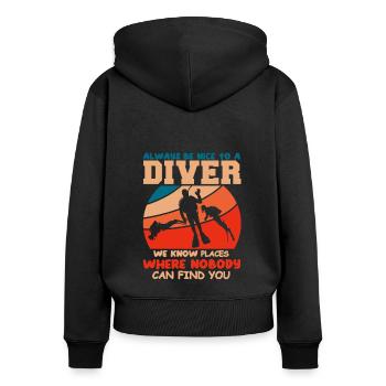 Taucher Tauchen Design Schnorcheln - Frauen Premium Bio Zip Hoodie - Schwarz - Hinten - Julia (174cm)